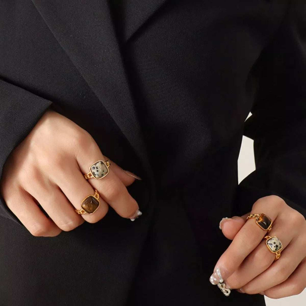 Tiger's Eye 18K Gold-Plated Ring - Trendsi - Flyclothing LLC