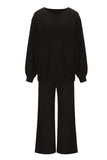 Round Neck Long Sleeve Top and Pants Set - Trendsi - Flyclothing LLC