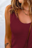 Waffle-Knit Scoop Neck Tank - Trendsi - Flyclothing LLC