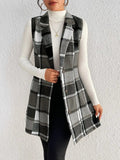 Honey Plaid Button Up Vest Coat - Trendsi