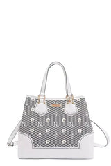Nicole Lee USA Monogram Pattern Handbag with Rhinestones Decor - Trendsi - Flyclothing LLC