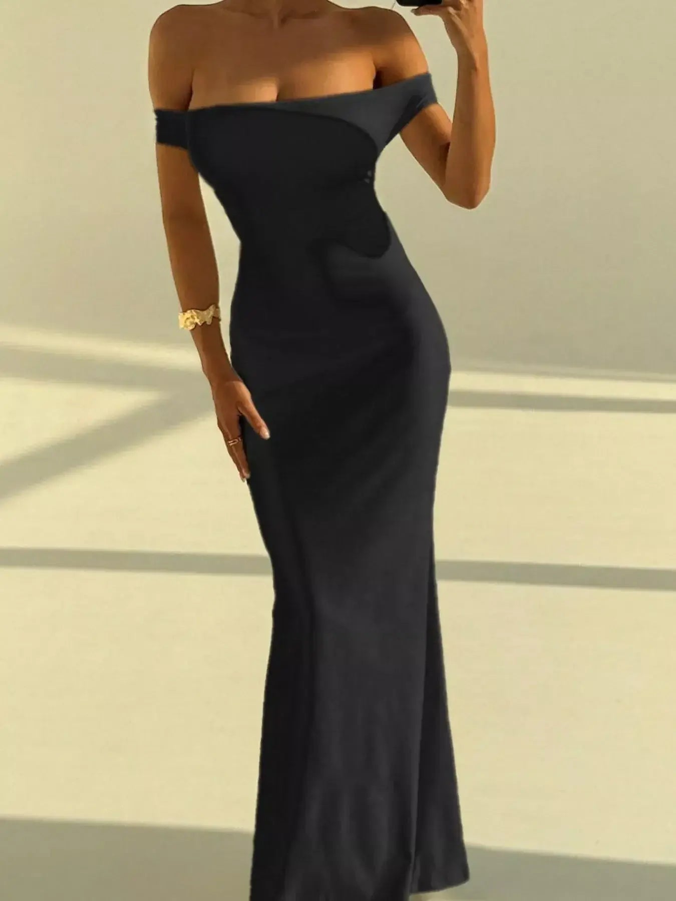 Backless Off-Shoulder Bodycon Mermaid Maxi Dress - Trendsi - Flyclothing LLC