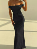 Backless Off-Shoulder Bodycon Mermaid Maxi Dress - Trendsi - Flyclothing LLC