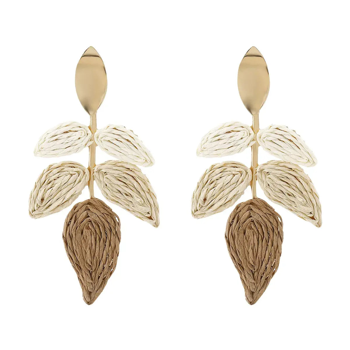 Rattan Woven Leaf Dangle Earrings - Trendsi - Flyclothing LLC