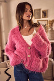 SO ME Soft Touch Hairy Loose Fit Cozy Sweater Cardigan - Trendsi - Flyclothing LLC