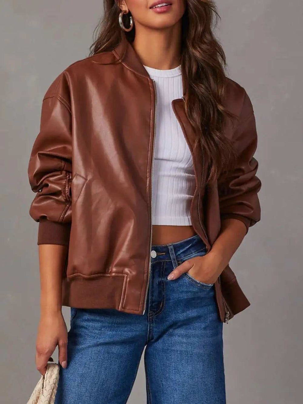 Zip Up Long Sleeve Jacket - Trendsi - Flyclothing LLC