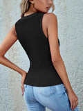 Textured Round Neck Tank - Trendsi