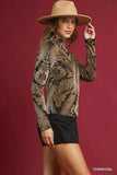 Umgee Damask Print Velvet Burnout Top - Trendsi - Flyclothing LLC