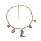 18K Gold-Plated Boots Charm Necklace - Trendsi - Flyclothing LLC