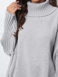 Turtleneck Long Sleeve Sweater - Trendsi