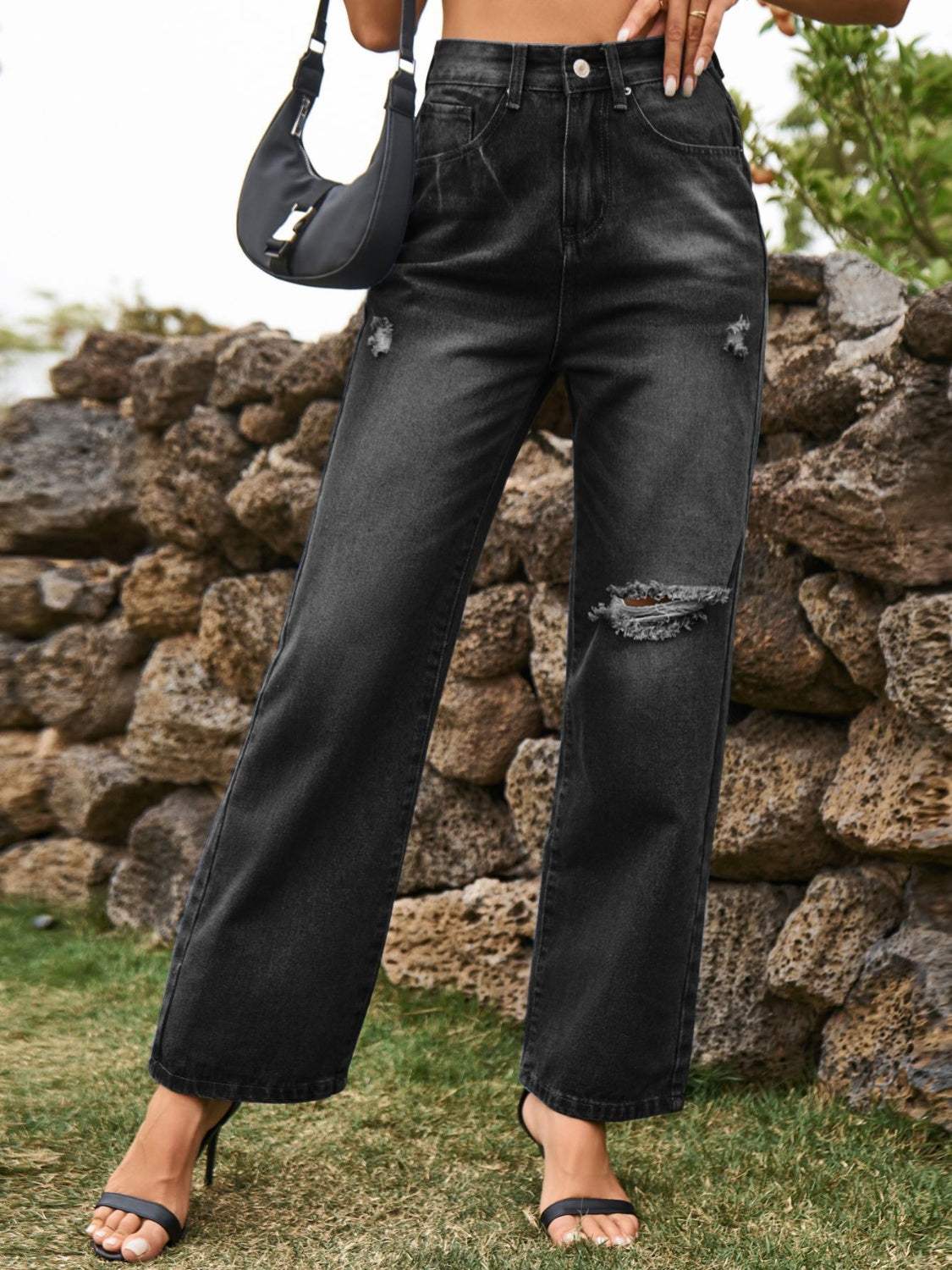 Distressed Jeans with Pockets - Trendsi - Flyclothing LLC
