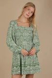 VERY J Printed Smocked Chest Boho Mini Dress - Trendsi
