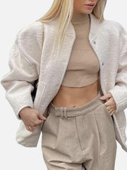 Full Size Snap Down Drop Shoulder Jacket - Trendsi
