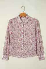 Printed Collared Neck Long Sleeve Shirt - Trendsi - Flyclothing LLC