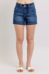 Judy Blue Full Size Double Button Waistband Denim Shorts Plus Size - Trendsi - Flyclothing LLC