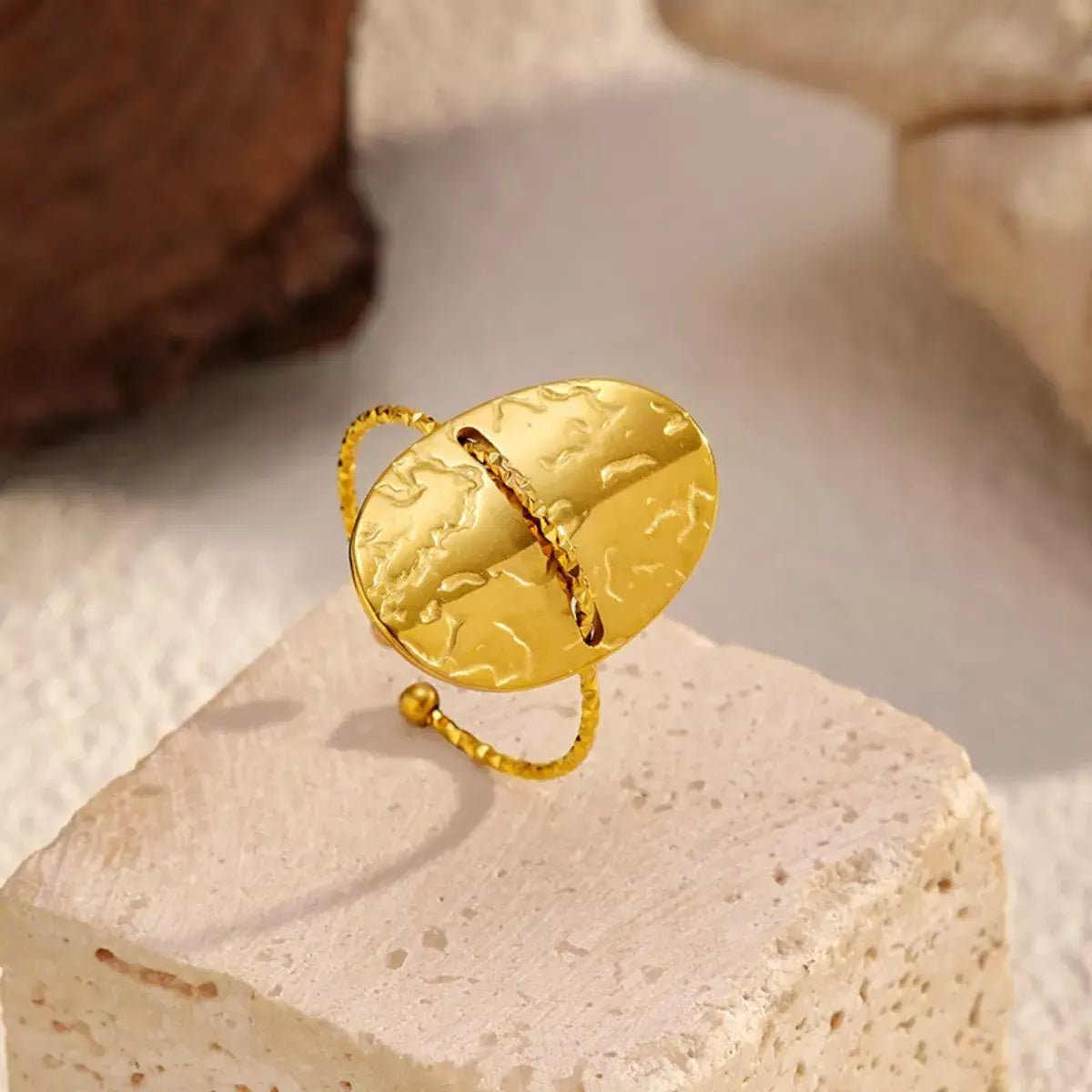 Hammered Disc Open Ring - Trendsi - Flyclothing LLC