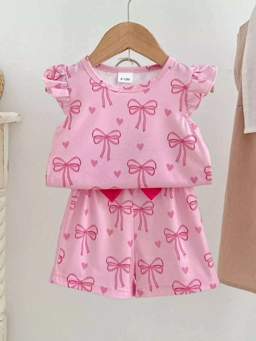 Children's Bowknot Ruffle Sleeve Top and Shorts Set - Trendsi - Flyclothing LLC