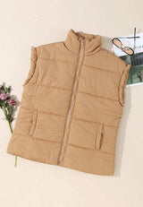Zip Up Vest Coat with Pockets - Trendsi - Flyclothing LLC