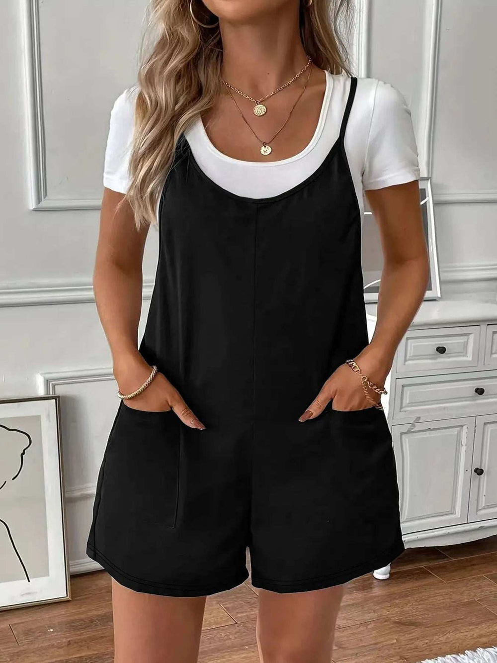 Full Size Scoop Neck Spaghetti Strap Overalls Plus Size - Trendsi - Flyclothing LLC