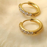 18K Gold-Plated Zircon Hoop Earrings - Trendsi - Flyclothing LLC