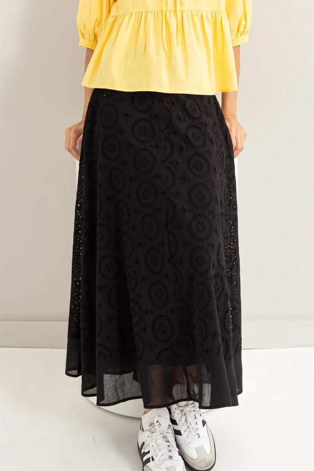 HYFVE Eyelet High-Waist Midi Skirt - Trendsi - Flyclothing LLC