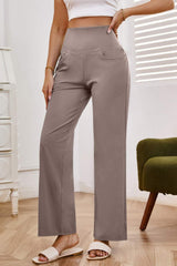 High Waist Wide Leg Pants with Pockets - Trendsi - Flyclothing LLC