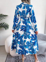 Tied Button Up Long Sleeve Dress - Trendsi - Flyclothing LLC