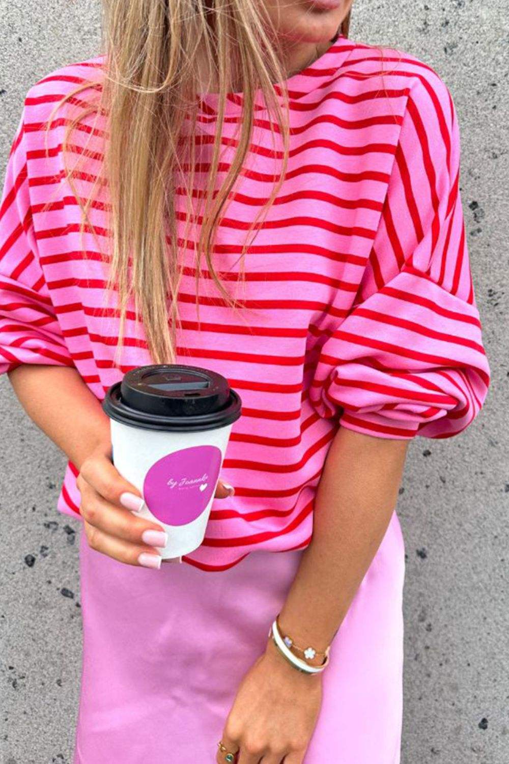 Striped Round Neck Long Sleeve Sweatshirt - Trendsi - Flyclothing LLC