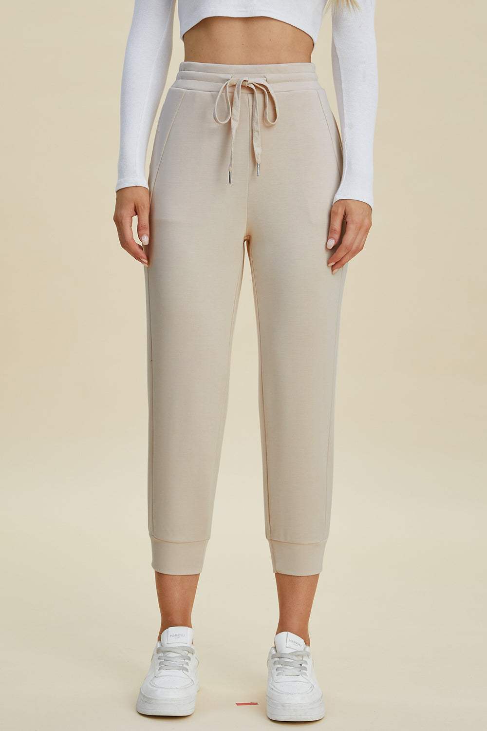 Basic Bae Full Size Air Scuba Drawstring High Waist Cropped Pants - Trendsi - Flyclothing LLC