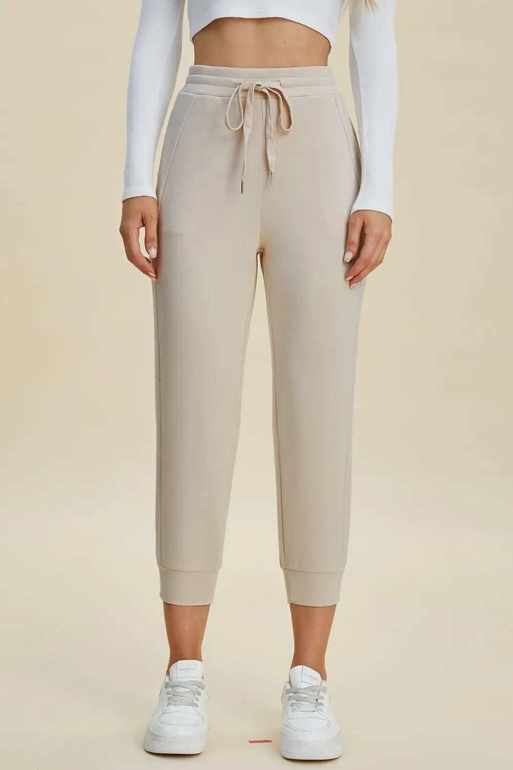 Basic Bae Full Size Air Scuba Drawstring High Waist Cropped Pants - Trendsi - Flyclothing LLC