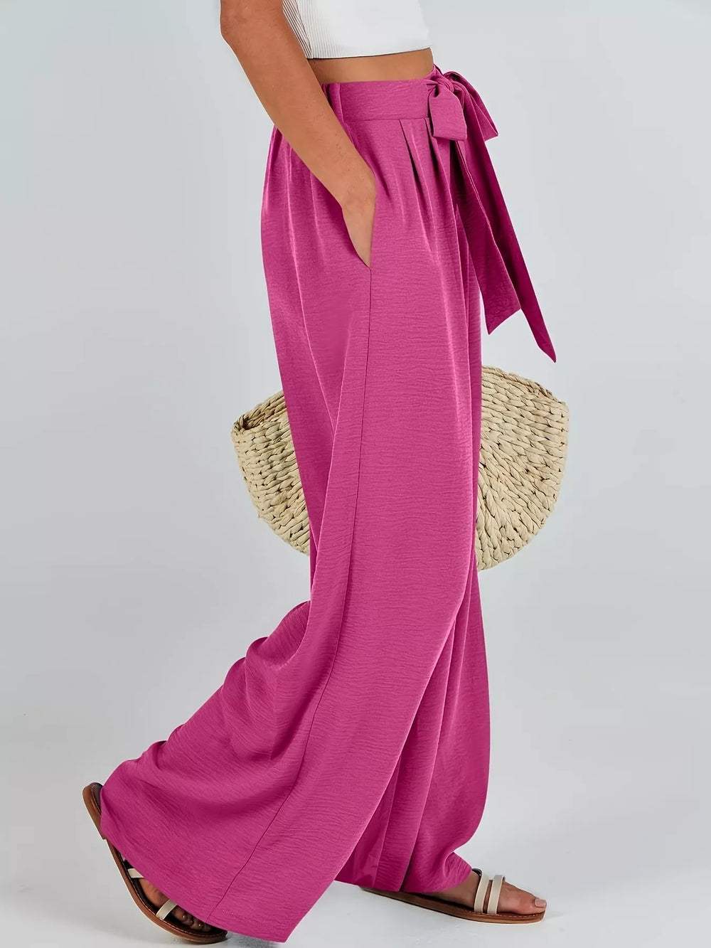 Tied Wide-Leg Pants - Trendsi - Flyclothing LLC