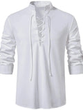 Men's Lace Up Long Sleeve Polo - Trendsi