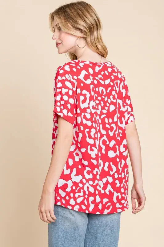 BOMBOM Animal Print Stretchy T-Shirt - Trendsi - Flyclothing LLC