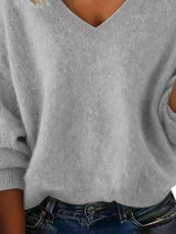 Full Size V-Neck Dropped Shoulder Sweater Plus Size - Trendsi - Flyclothing LLC