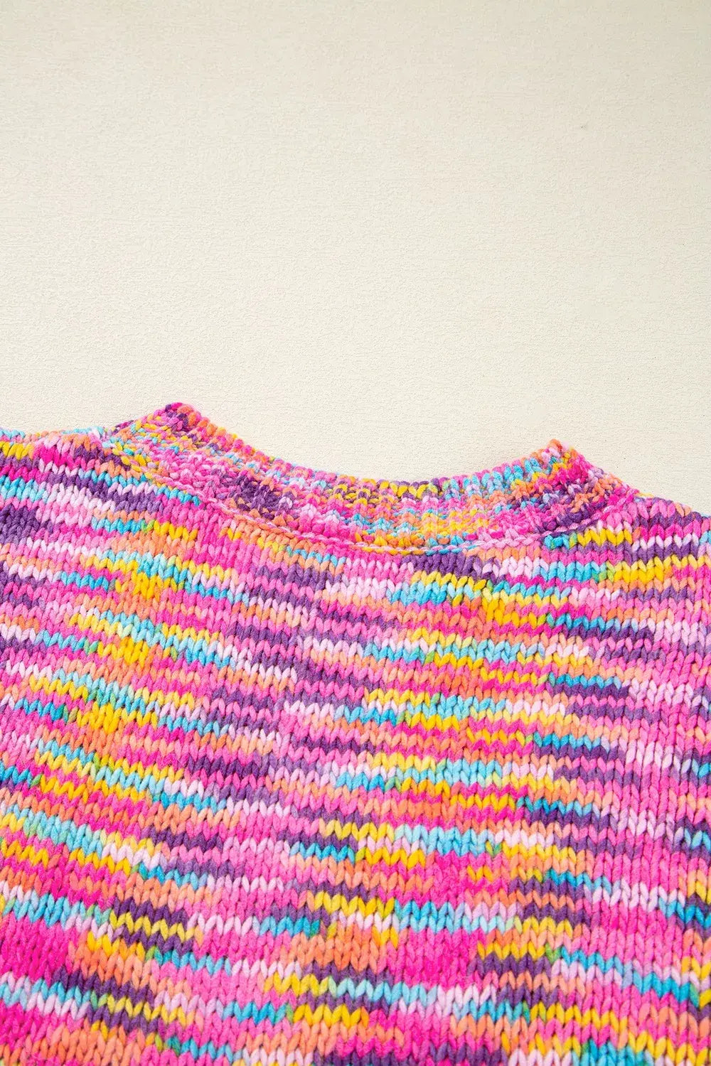 Colorful Knit Crew Neck Sweater - Trendsi - Flyclothing LLC
