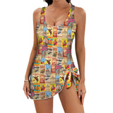 Baha Ranch Vintage Rodeo Poster Skirted Swimsuit - Baha Ranch Western Wear - Flyclothing LLC