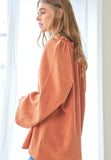 Frill V-Neck Balloon Sleeve Blouse - Trendsi - Flyclothing LLC