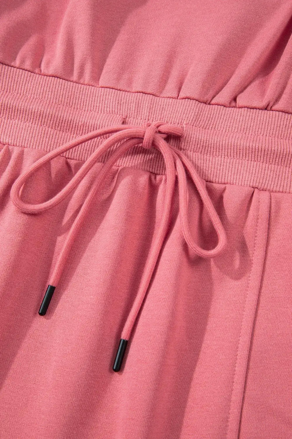 French Terry Zipped Collar Sleeveless Drawstring Waist Mini Dress - Trendsi - Flyclothing LLC