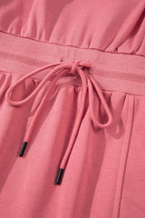 French Terry Zipped Collar Sleeveless Drawstring Waist Mini Dress - Trendsi - Flyclothing LLC