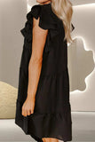 Embroidered Ruffled Cap Sleeve Mini Dress - Trendsi - Flyclothing LLC