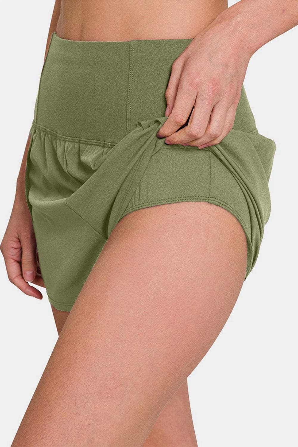 Zenana High-Waisted Zippered Back Pocket Active Shorts - Trendsi - Flyclothing LLC
