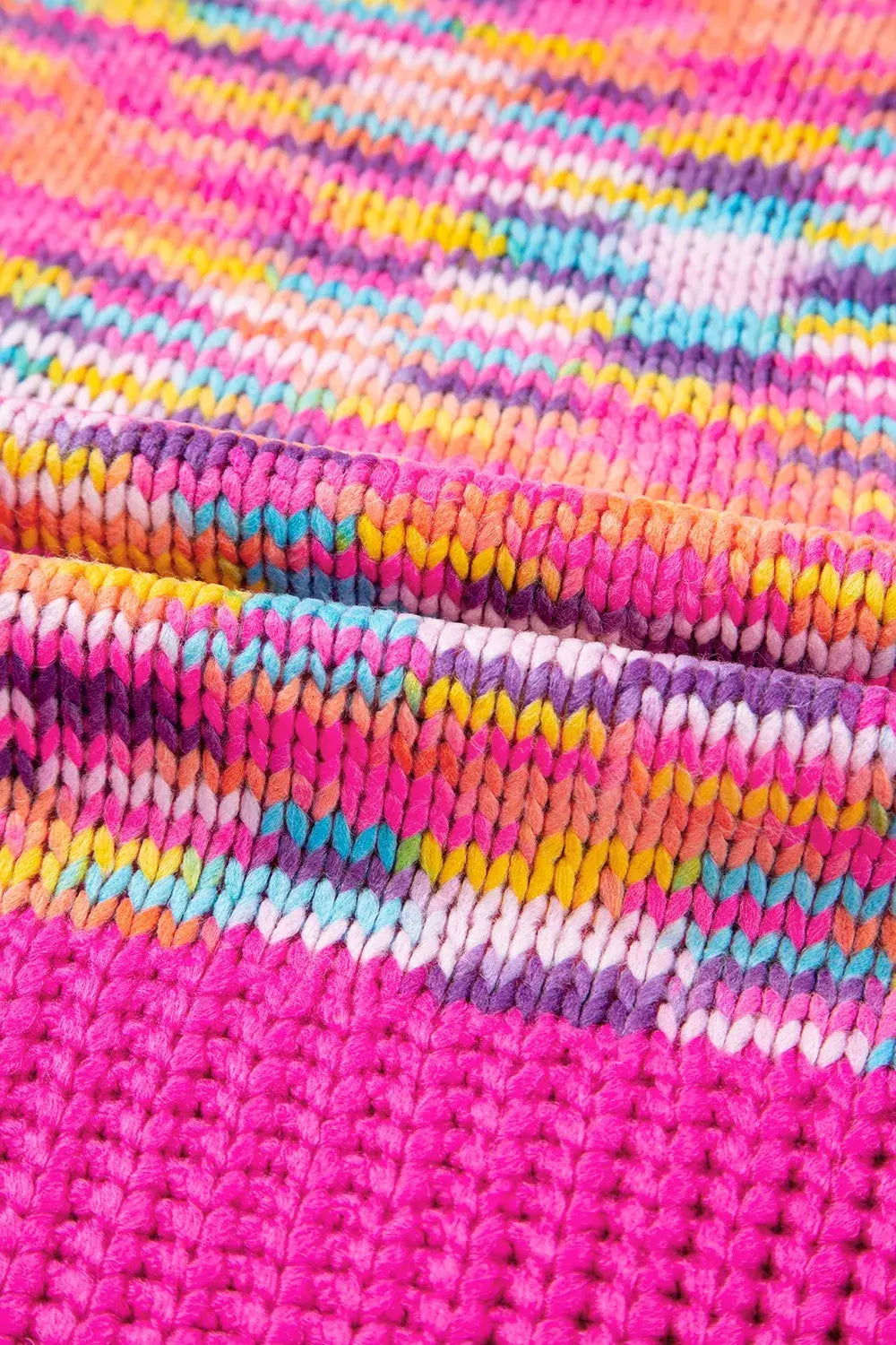 Colorful Knit Crew Neck Sweater - Trendsi - Flyclothing LLC