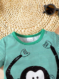 Children's Monkey Striped Top and Shorts Set - Trendsi - Flyclothing LLC