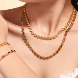 18K Gold-Plated Zircon Necklace - Trendsi - Flyclothing LLC