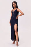 Split Sequin Backless Maxi Cami Dress - Trendsi
