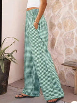 Gingham Wide-Leg Pants - Trendsi - Flyclothing LLC