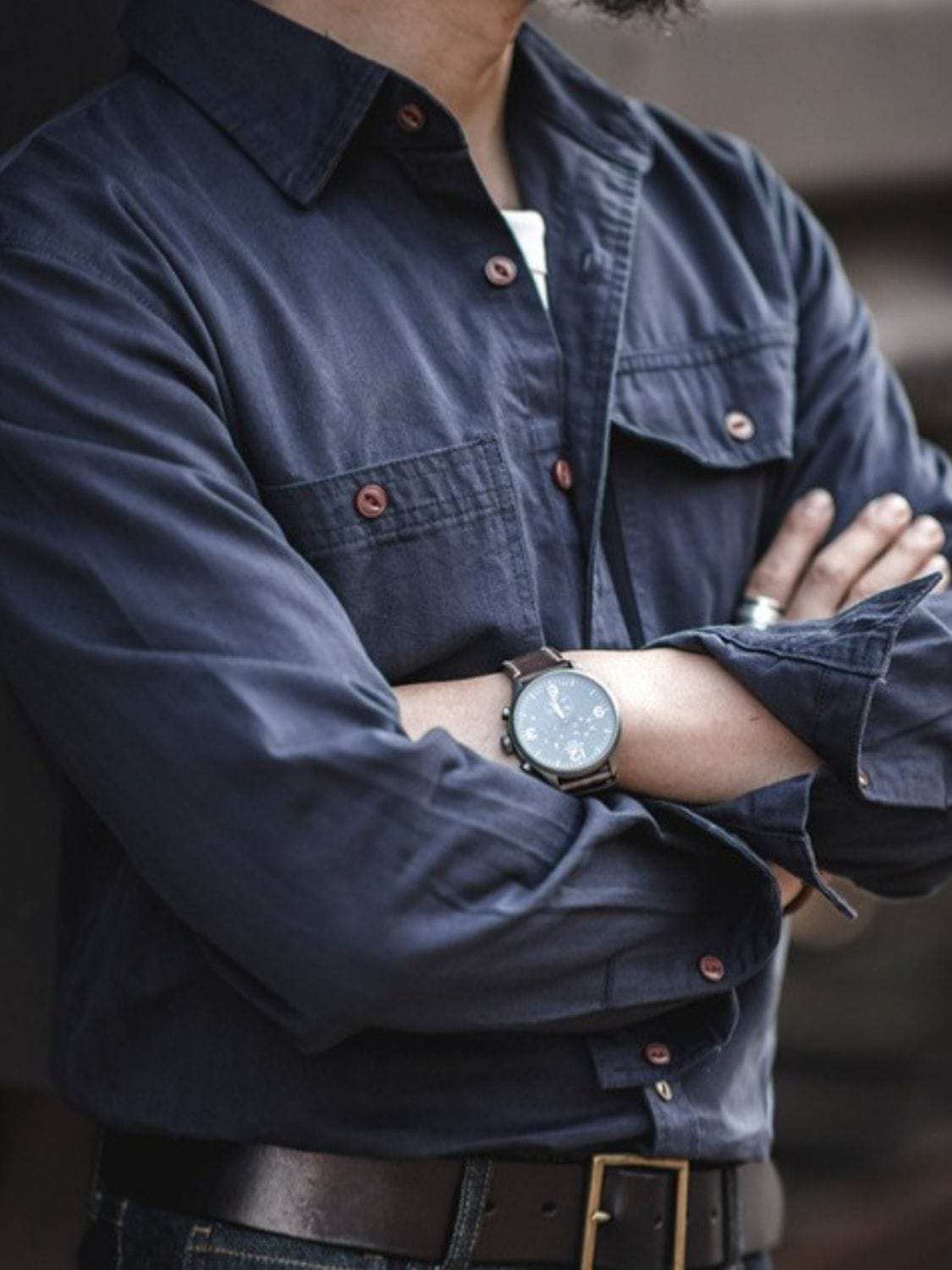 Men's Button Down Long Sleeve Shirt with Chest Pockets - Trendsi - Flyclothing LLC