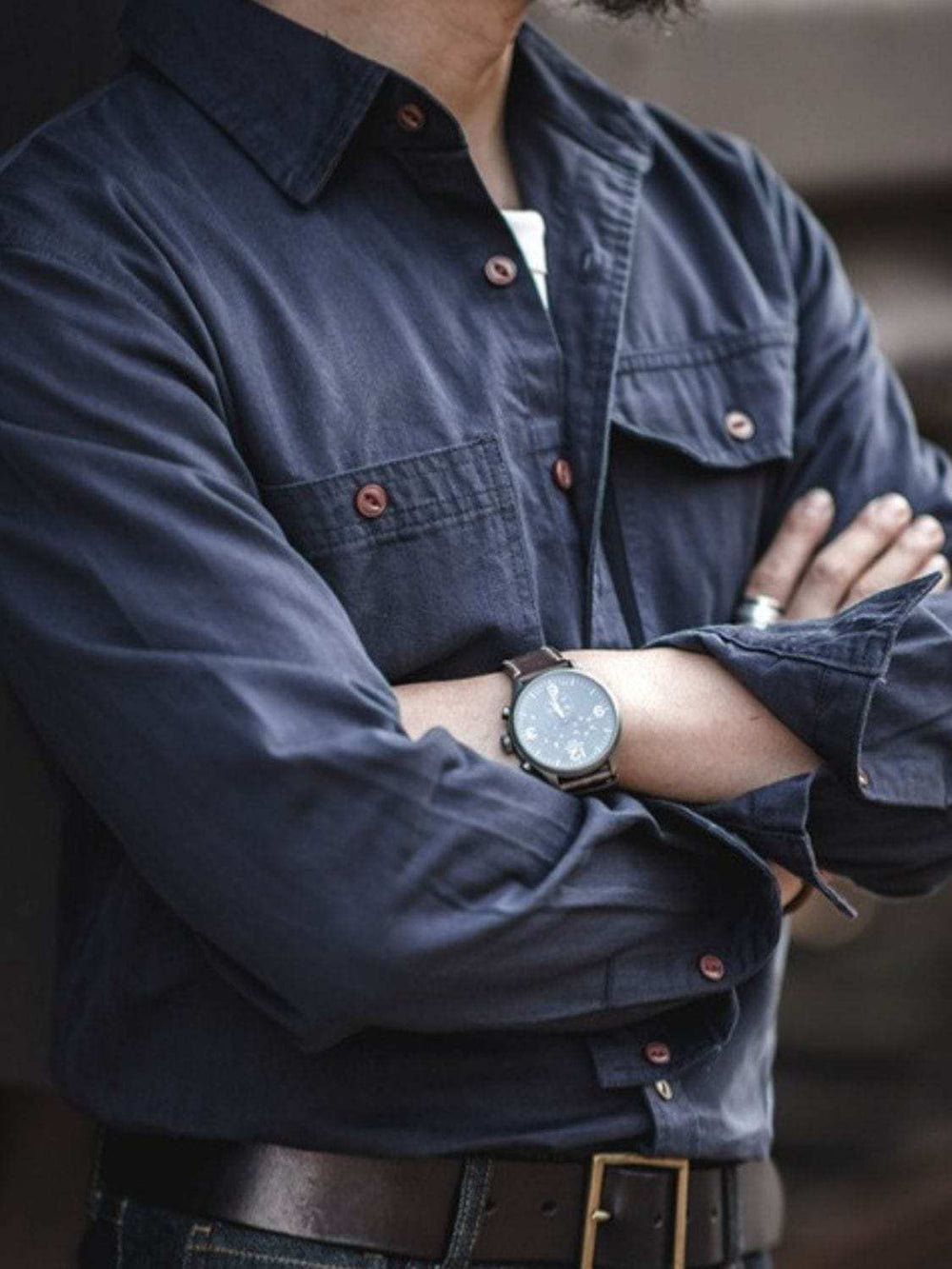 Men's Button Down Long Sleeve Shirt with Chest Pockets - Trendsi - Flyclothing LLC