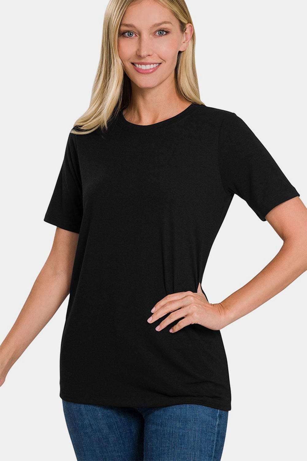 Zenana Full Size Crew Neck Short Sleeve T-Shirt - Trendsi - Flyclothing LLC