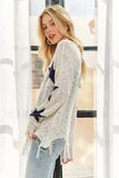 ADORA Distressed Star Sweater Top - Trendsi